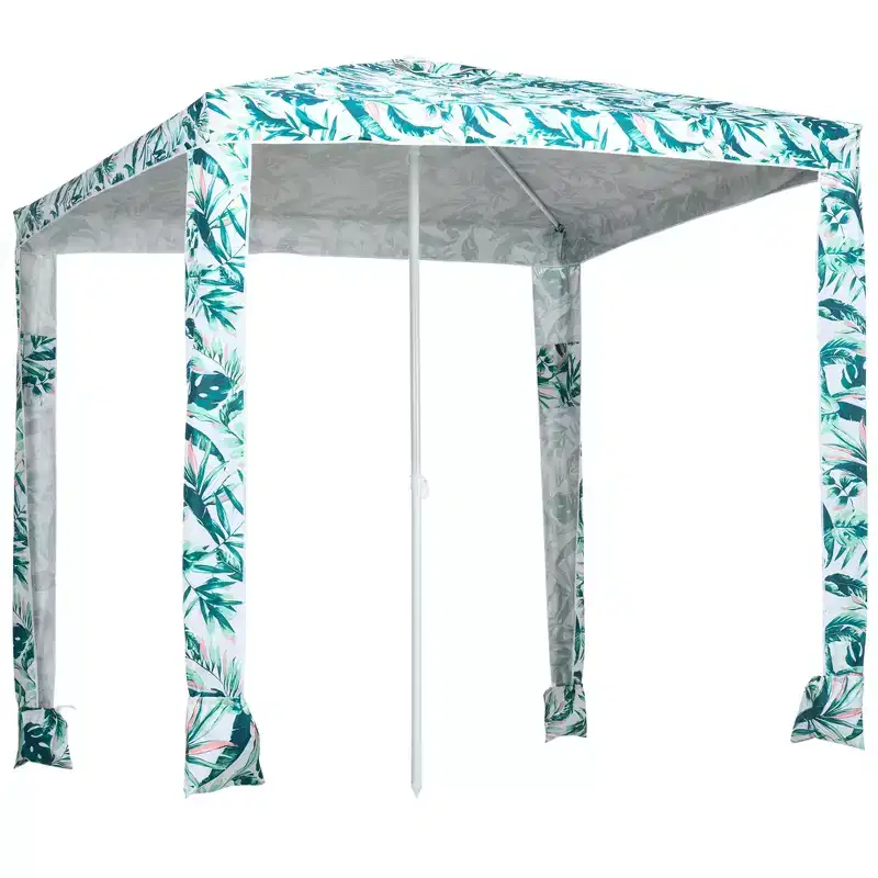 Quick Beach Cabana Canopy Umbrella, 6.5' Easy-Assembly Sun-Shade Shelter with Sandbags and Carry Bag, Cool UV50+ Fits Kids & Family