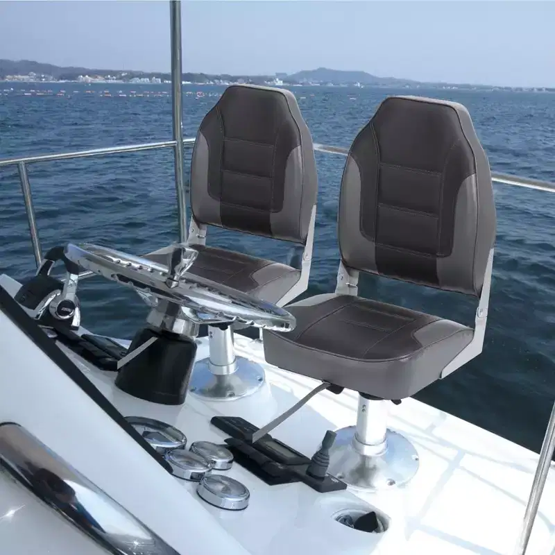 Boat Seats 2 Packs, Folding High Back Fishing Waterproof Pontoon Boat Seat, Boat Chairs with Stainless Steel Screws, Thickened Cushion