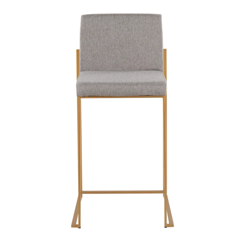 Black/Grey/White High Back Upholstered Counter Stool, Set of 2, 1-Person