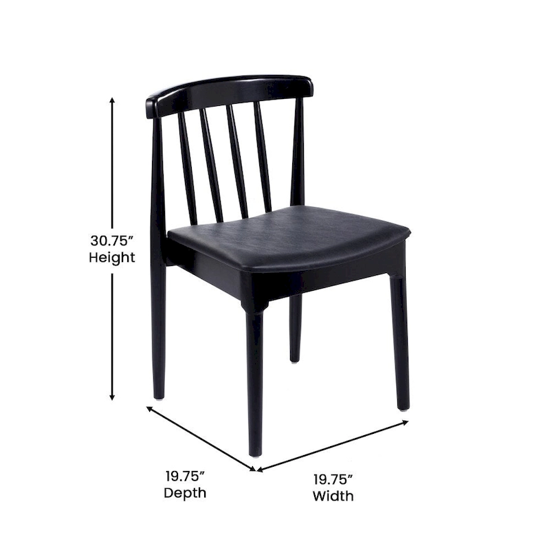 Commercial Solid Wood Dining Chair with Vinyl Padded Seat