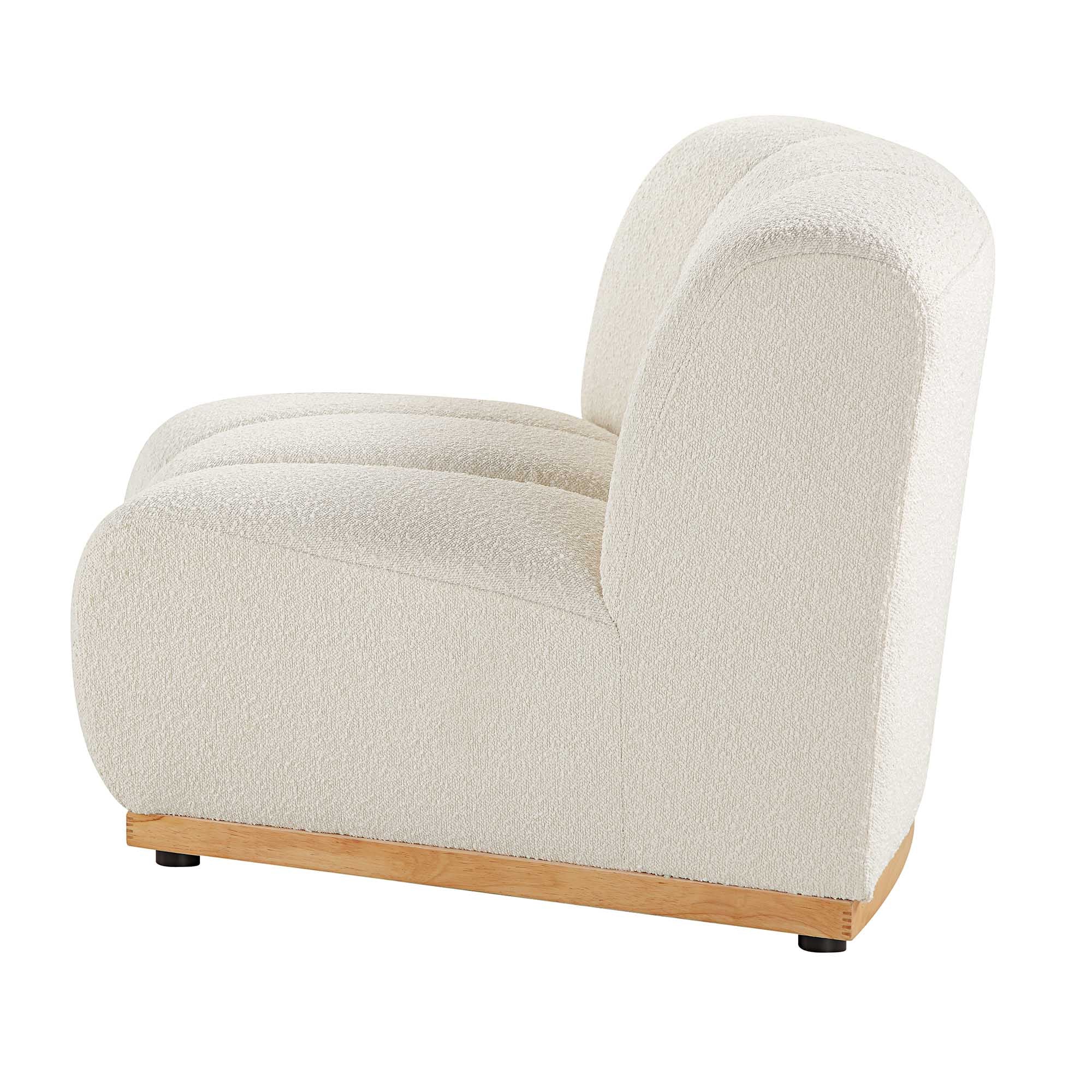 Ecru Boucle Sectional Sofa, 1-Seater Curved Sofa