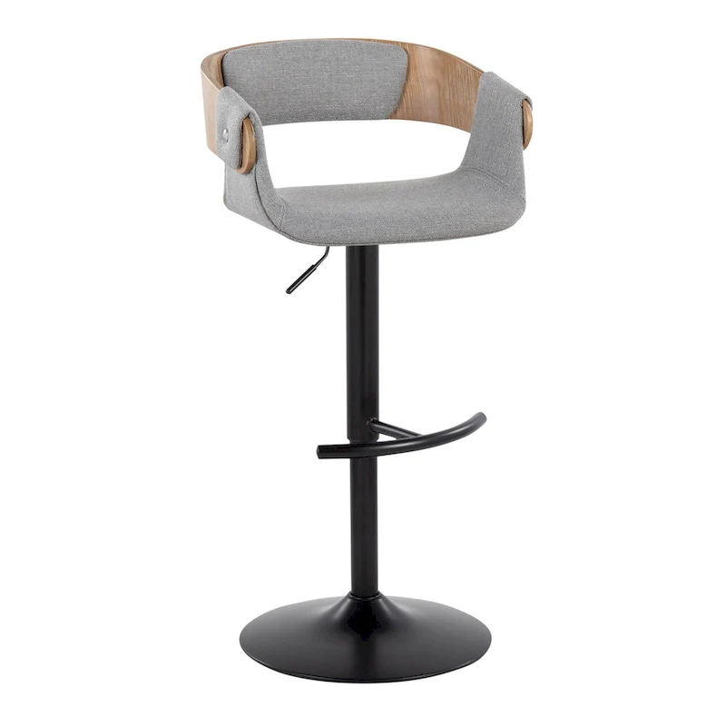 Adjustable Swivel Bar Stool - Grey/Cream Fabric - Single Seat