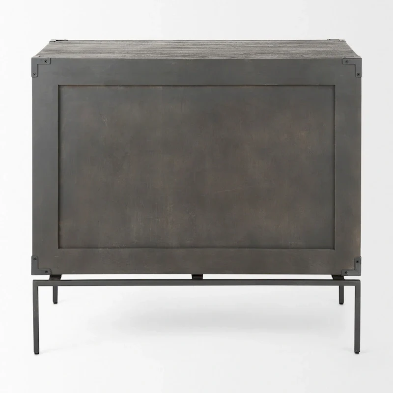 Dark Brown Mango Wood 3-Drawer Accent Cabinet with Black Iron Base, 1-Person Assembly