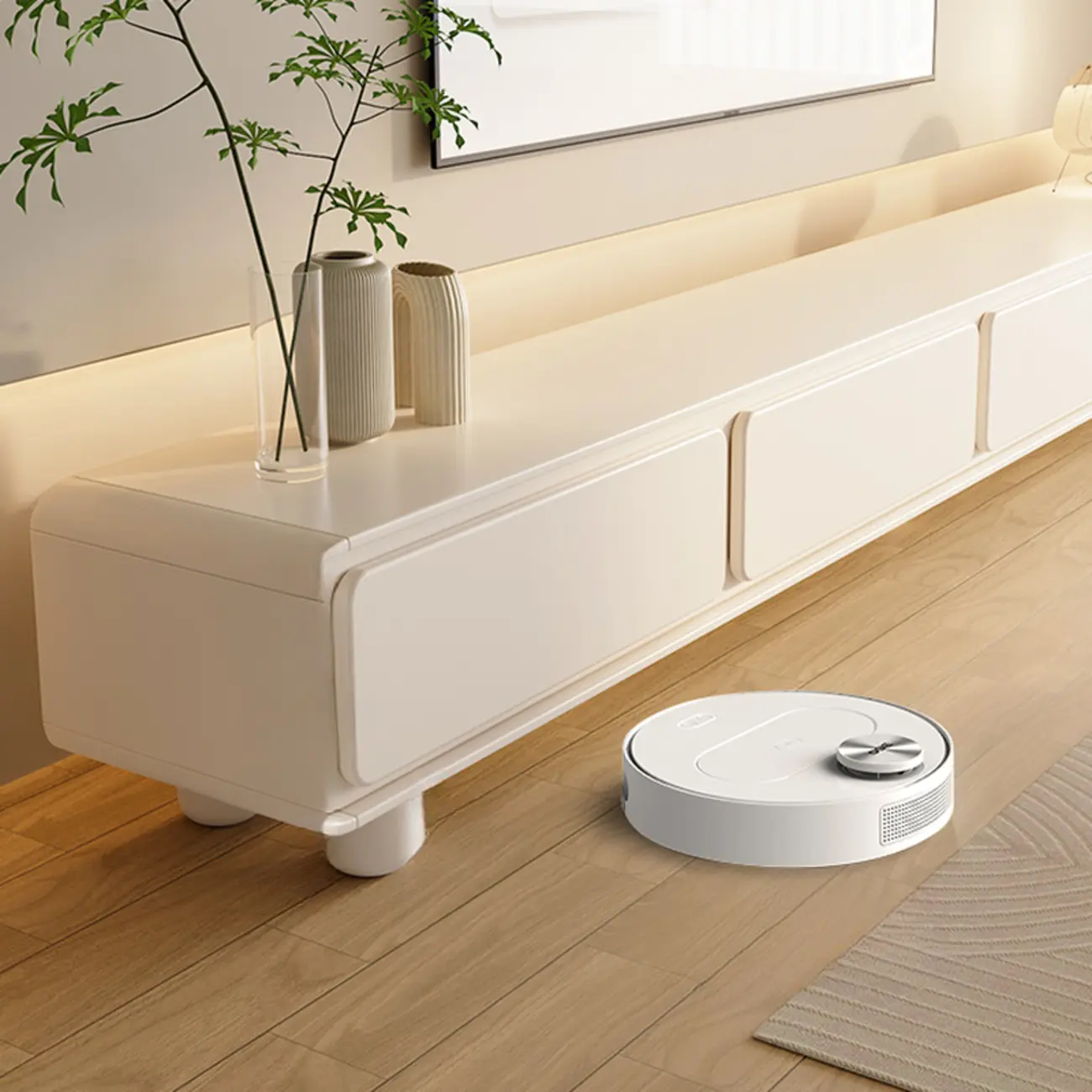 63 Living Room White Wooden Rectangular TV Stand with Drawer