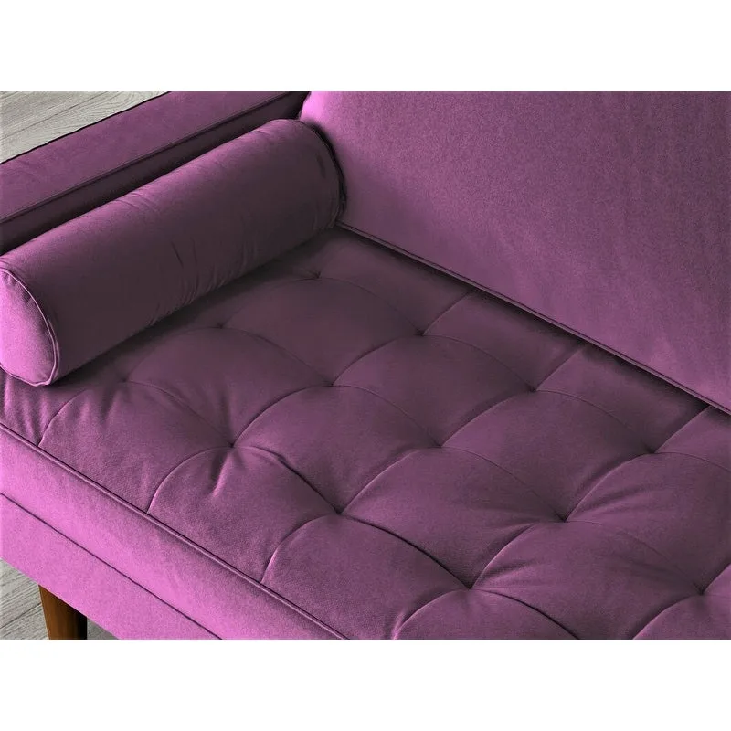 Eggplant / Cyan / Golden Rod / Black / Grey / Space Blue / Prussian Blue Mid-Century Velvet Button-Tufted Loveseat with Wood Legs – Seats 2