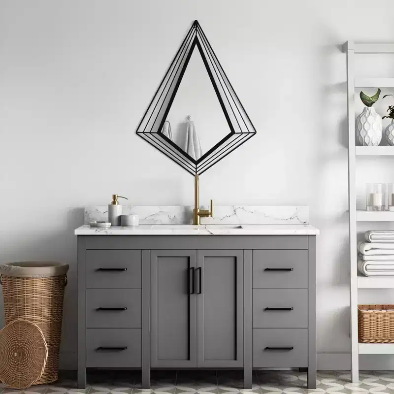 Uniquewise Decorative Shaped Metal Frame Wall Mounted Modern Mirrors For Home Office And For Any Wall for Your Living Room, Bedroom, Vanity, Entryway