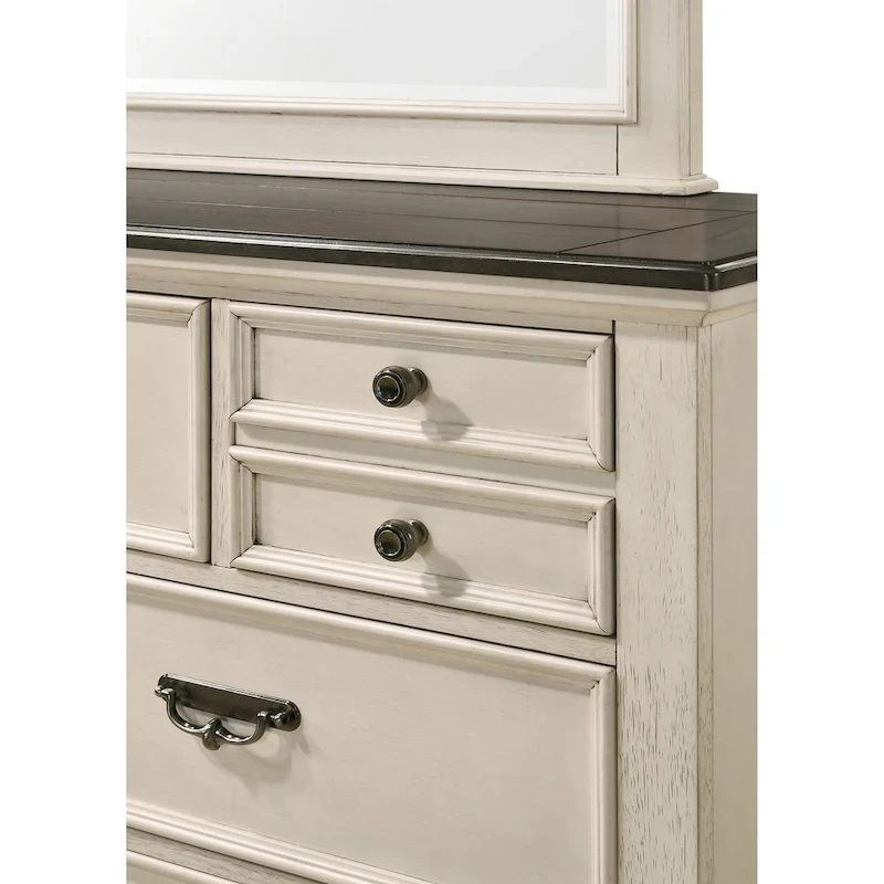 Roseanne 6 Piece Cream Brown Panel Bedroom Set