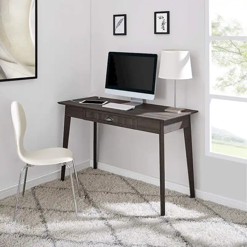 Caffoz Home Office Modern Writing Desk with Drawer and USB Hub