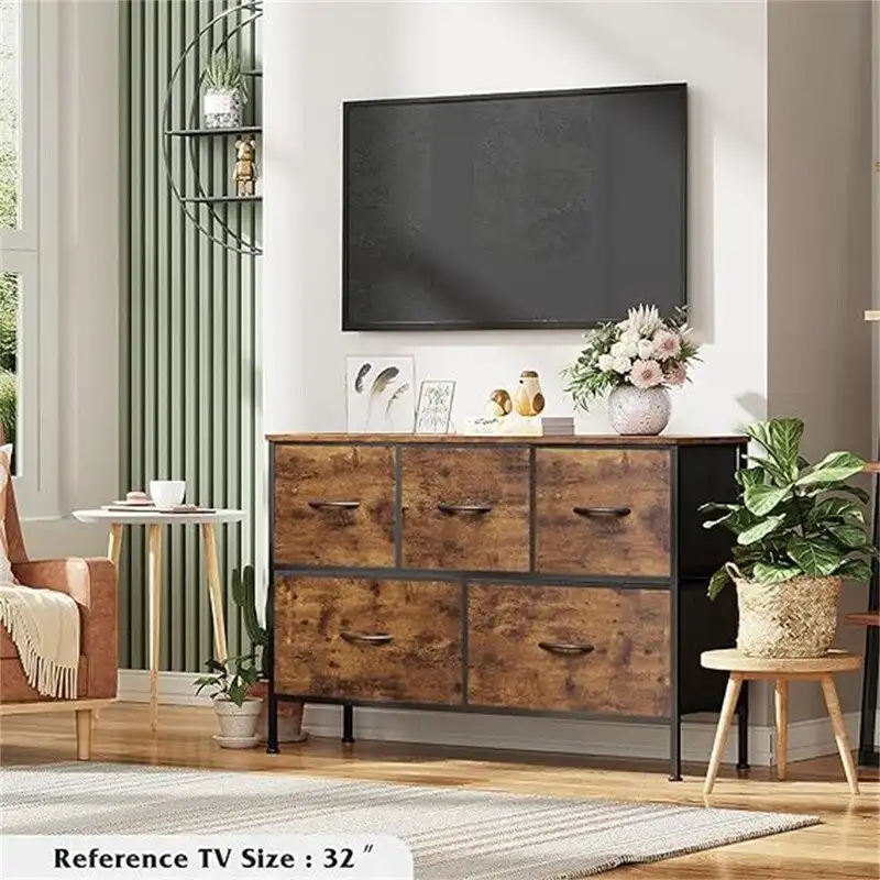 5-Drawer Fabric Dresser with Steel Frame