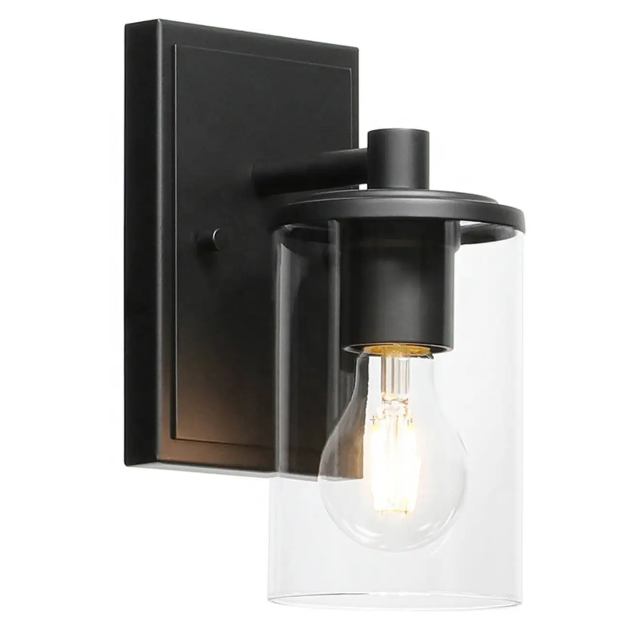 3-Light Black Clear Glass Cylinder Vanity Lights
