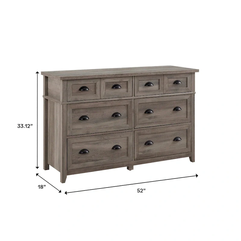 6-Drawer Dresser – Smoke / Cream / White Oak / Grey Wash