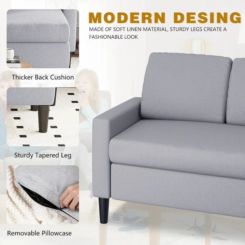 Futzca 74 Convertible Sectional Sofa Couch, Small L-Shaped Sofa