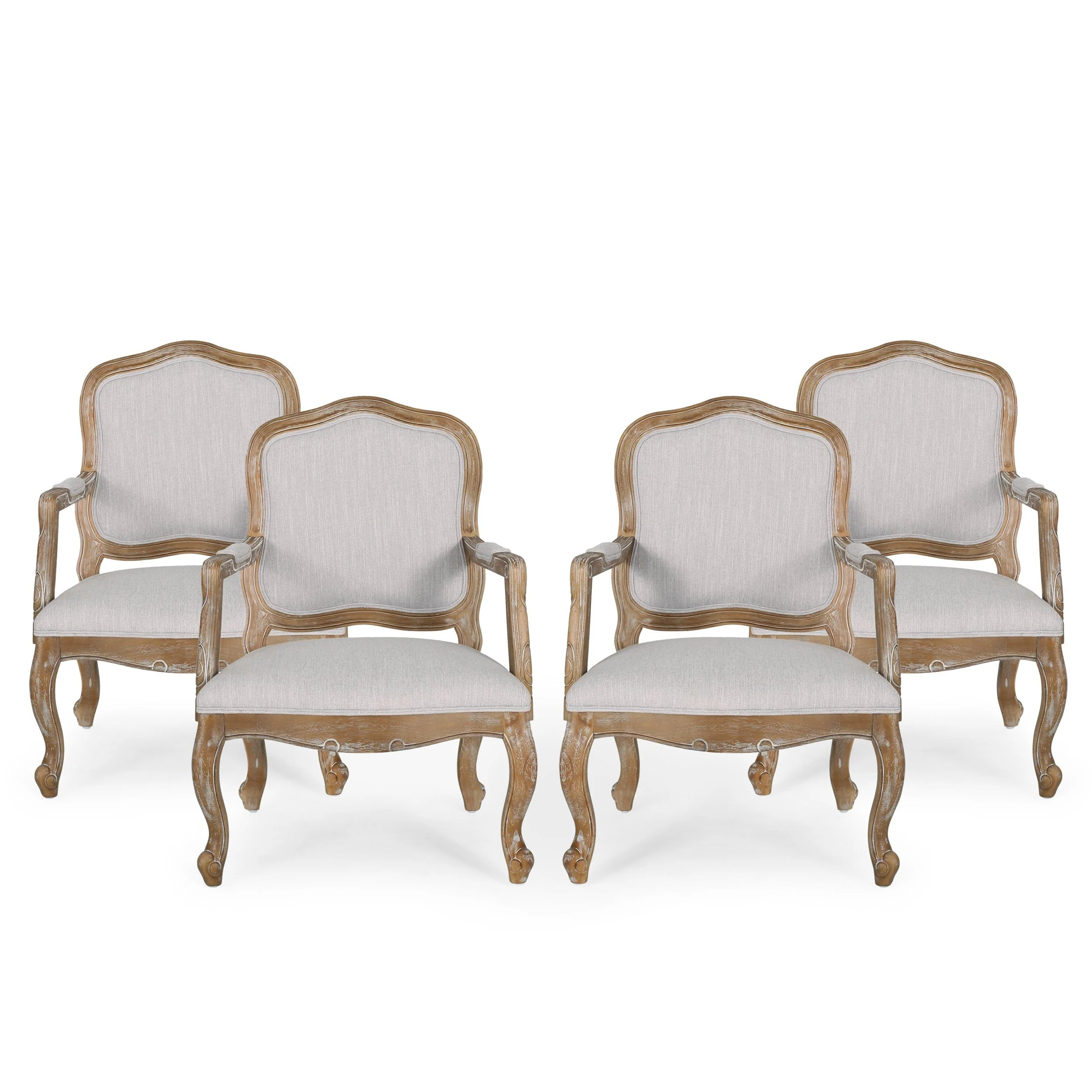 French Country Wood Upholstered Dining Armchair - NH581513