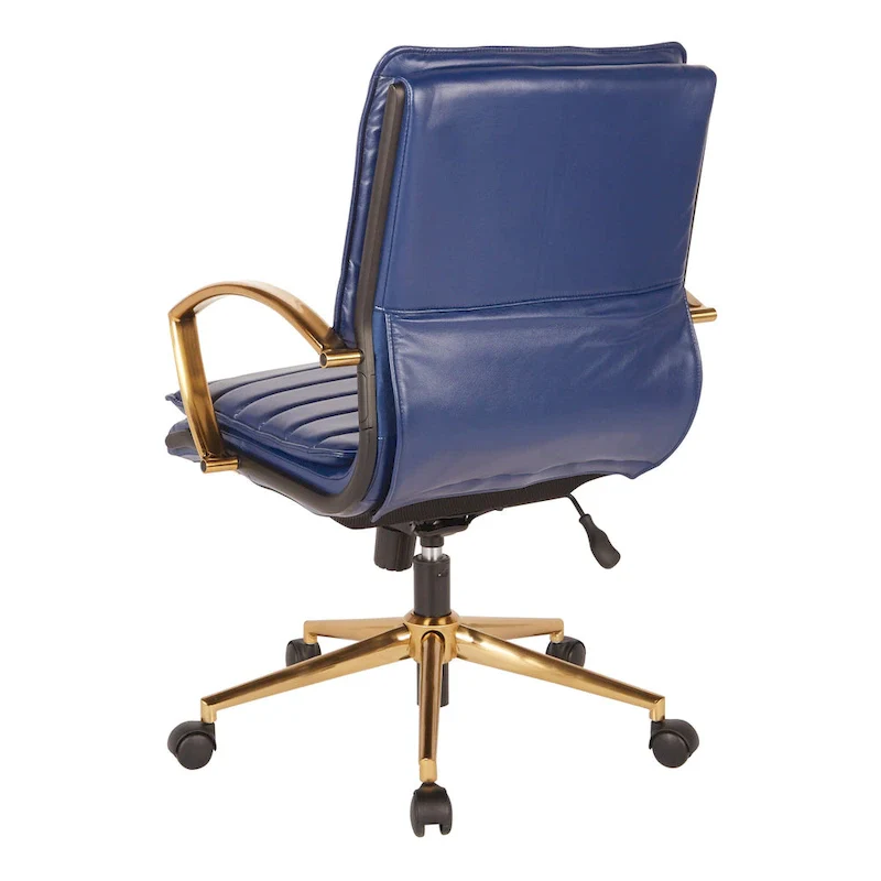 Mid-Back Faux Leather Office Chair with Gold Base