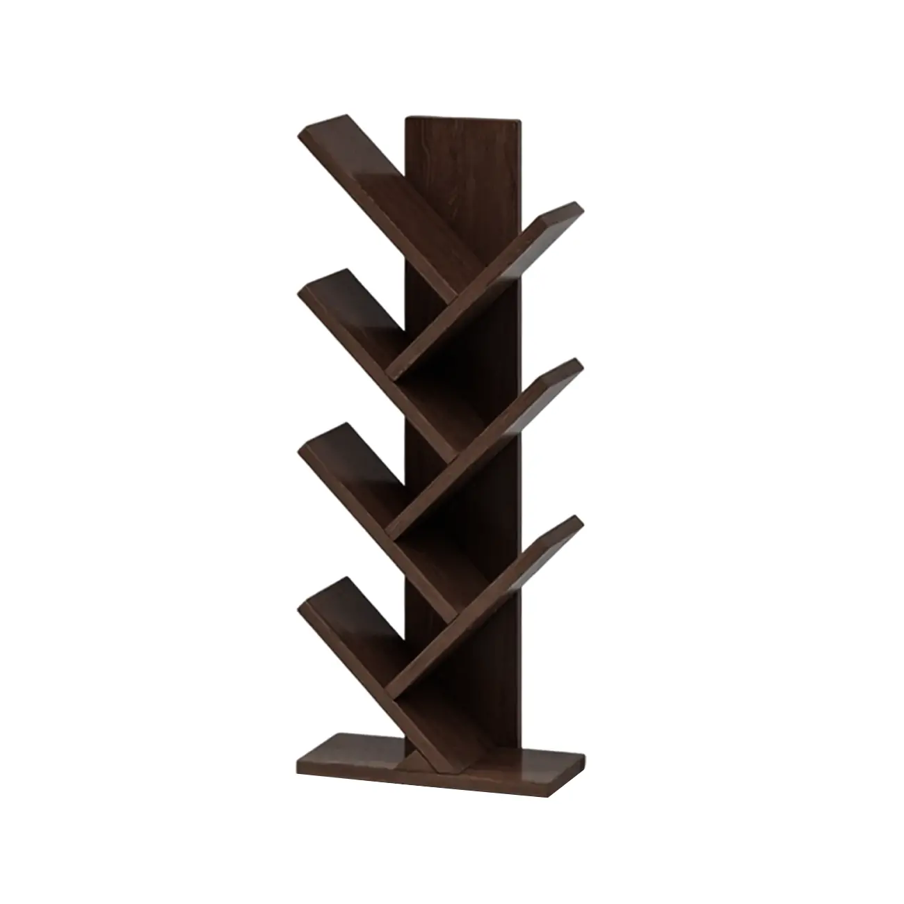 Black Wood Tree-Shaped Vertical Display Bookcase