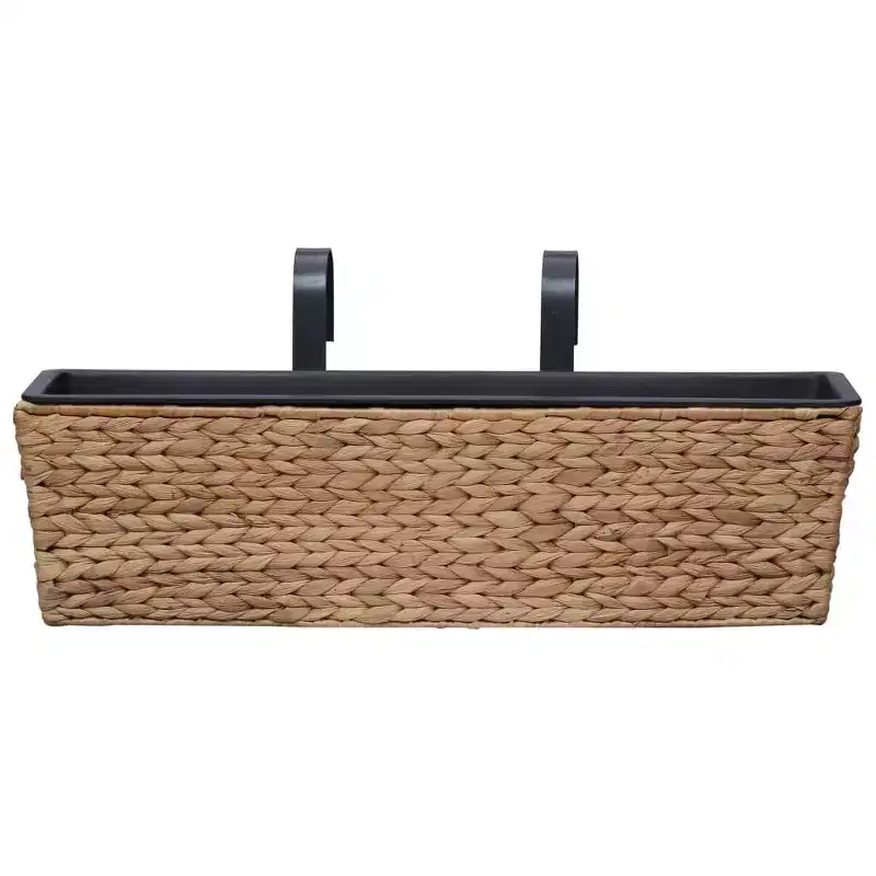 vidaXL Railing Planters Balcony Deck Planters with Inner 2 pcs Water Hyacinth