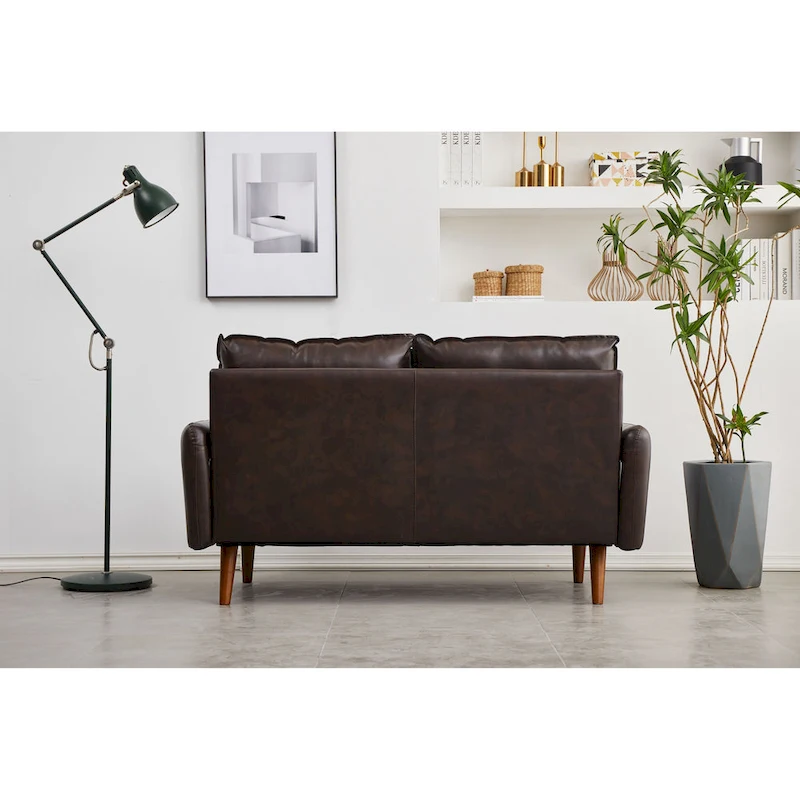 Faux leather 58  Square Arm Loveseat