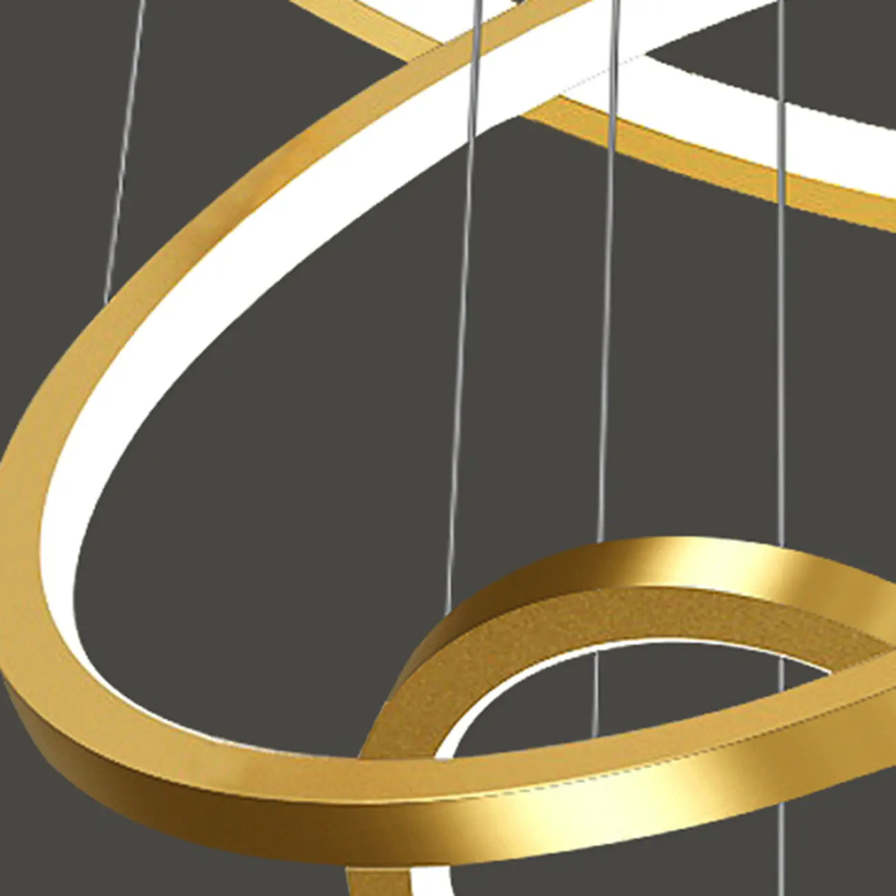 Modern Gold Ring Stairwell Chandelier Warm Light LED