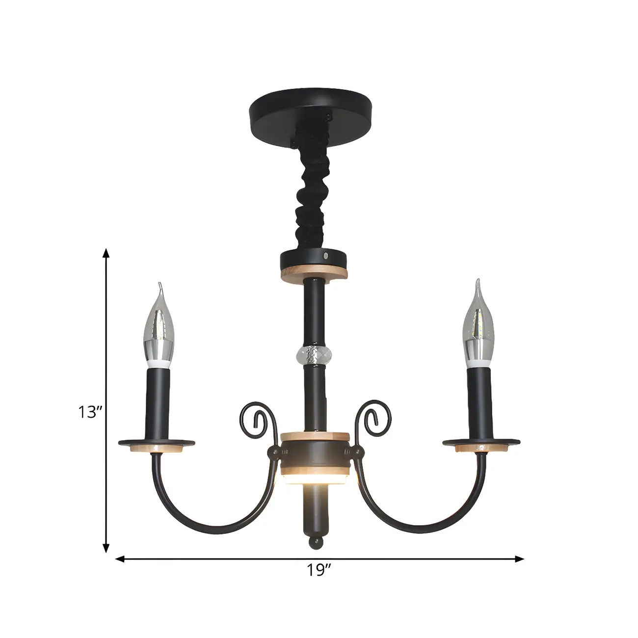 Traditional Rustic Black Metal Candle Chandelier