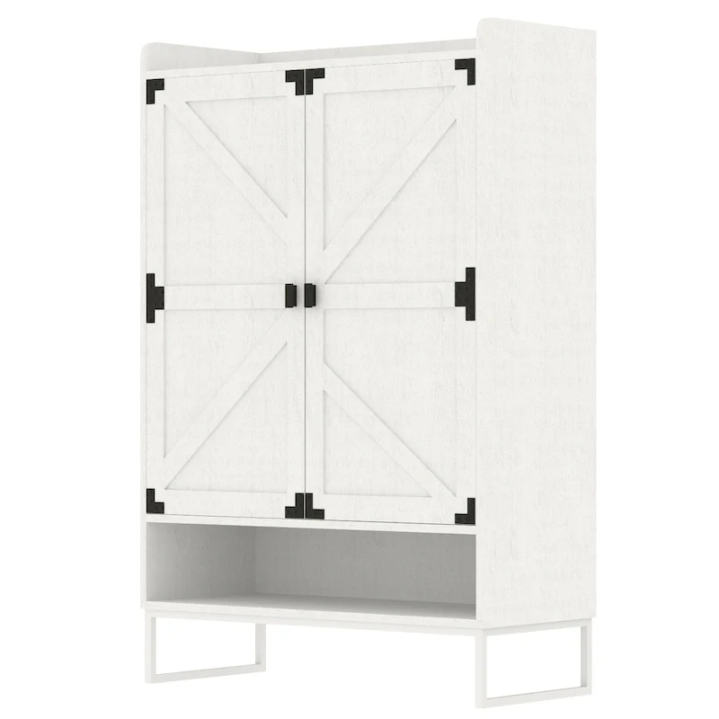 White 7-Tier Shoe Cabinet with Doors, Adjustable Shelves, Holds 24 Pairs
