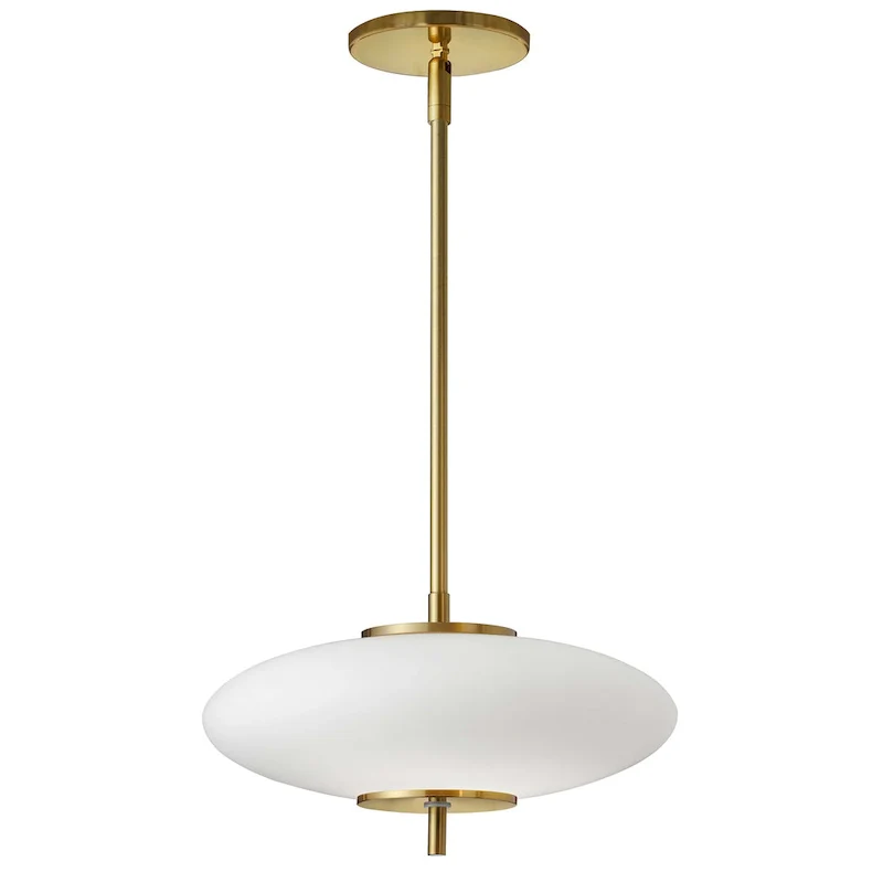 Dainolite Maddie Modern and Contemporary 20W Pendant Aged Brass with Opal Glass