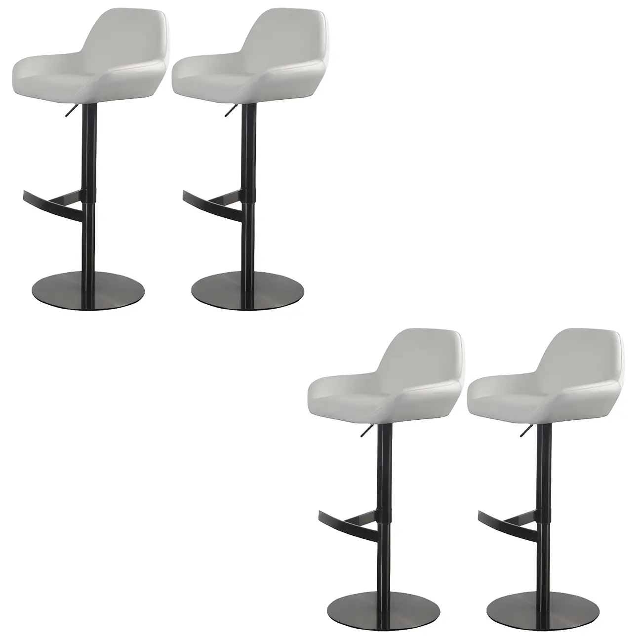 Glossy Metal Bucket Swivel Adjustable Bar Stools