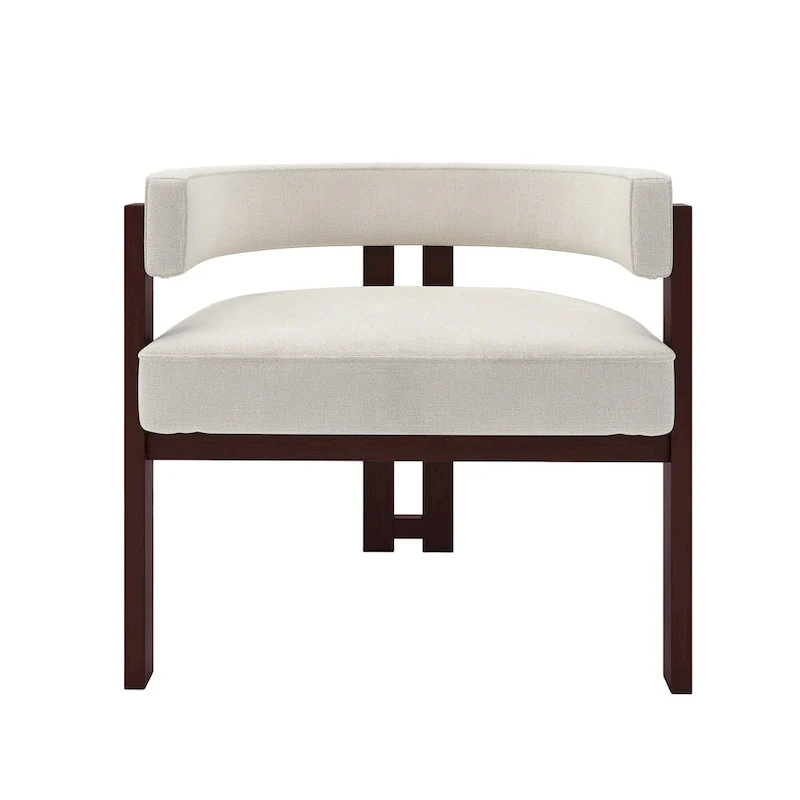 Modern Upholstered Accent Chair with Open Back, Barrel Style