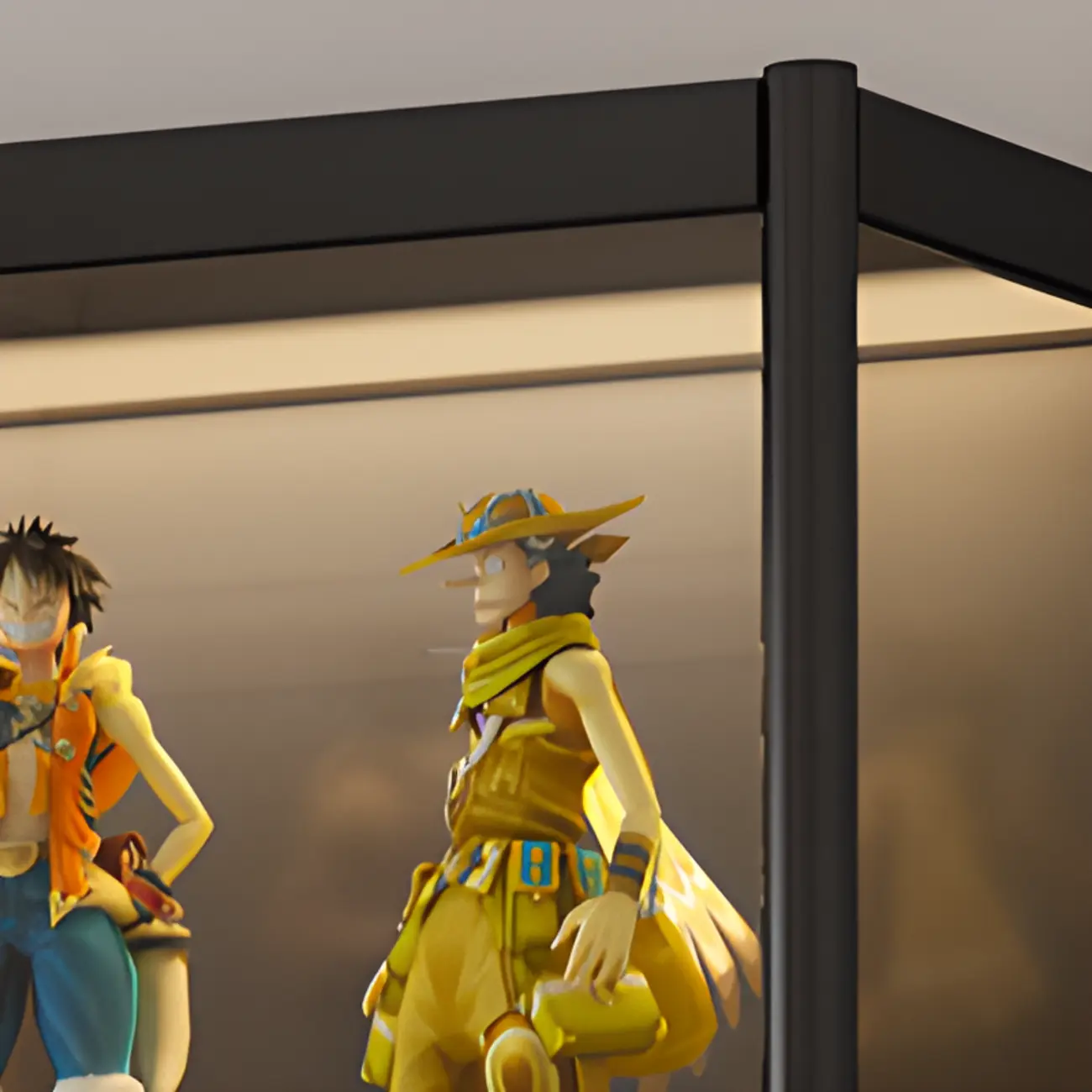 Adjustable Black Metal Shelf Glass Display Cabinet