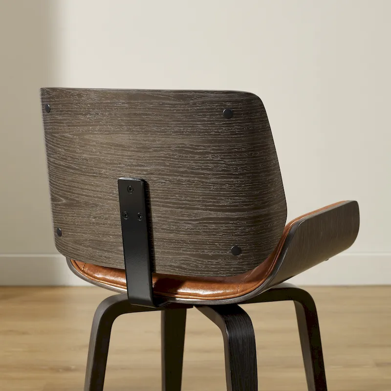 Art Leon Mid-century Faux Leather Swivel Bentwood Dining Chair