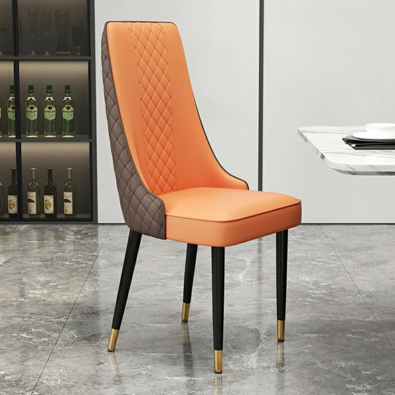 Modern Leather Full Back Upholstered Dining Chair