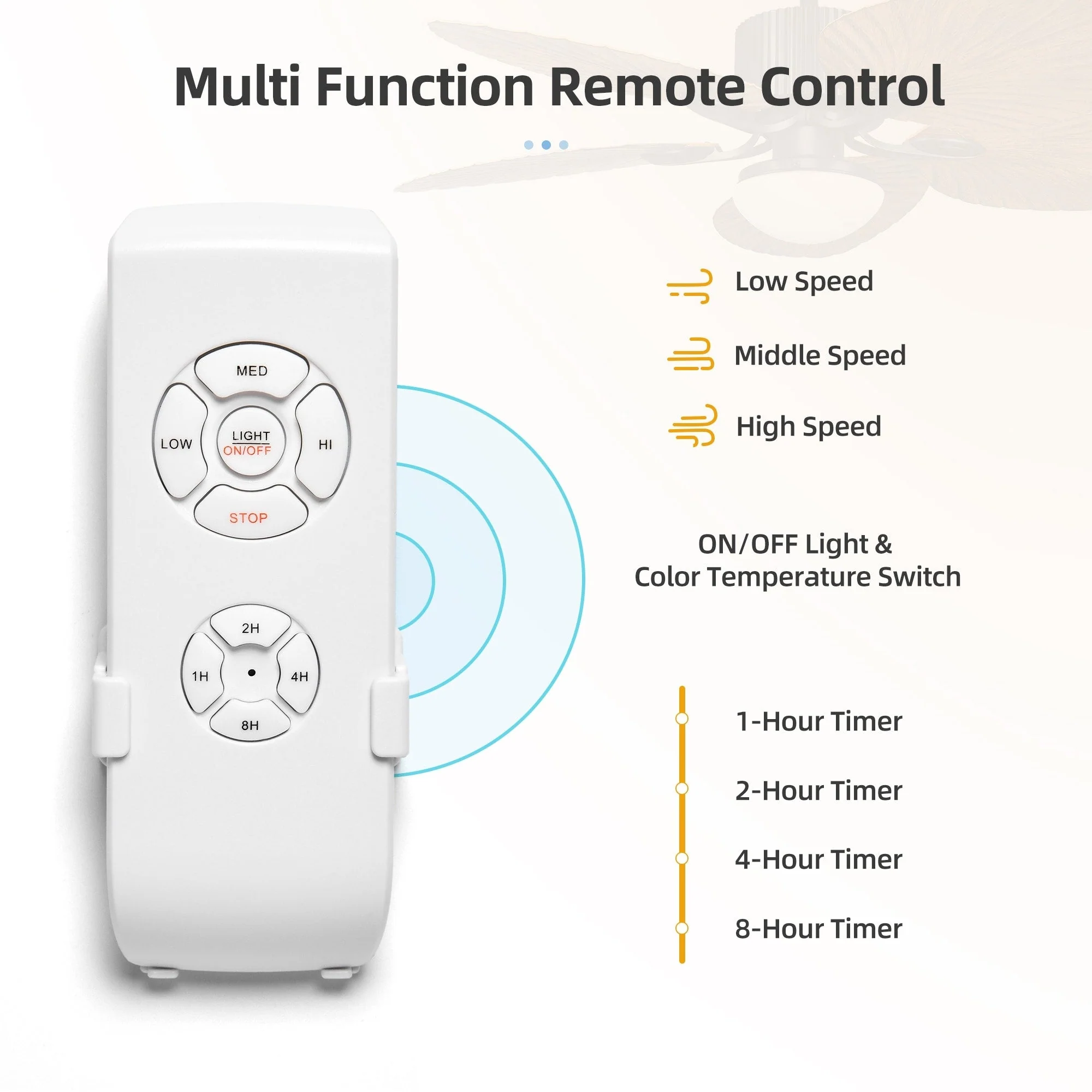 Moasis 52 Palm Leaf Ceiling Fan with Light Tropical Style with Remote