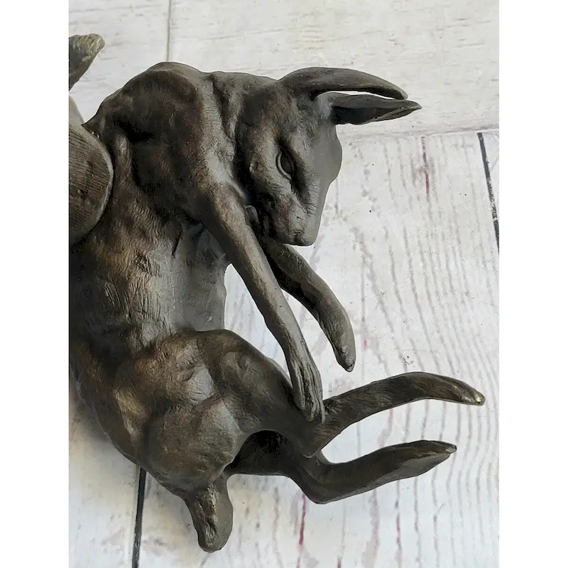 Hanging Wall Mounted Bronze Sculpture Of Retriever Dog With Imitative Rabbit In Mouth 12 Inches X 17 Inches