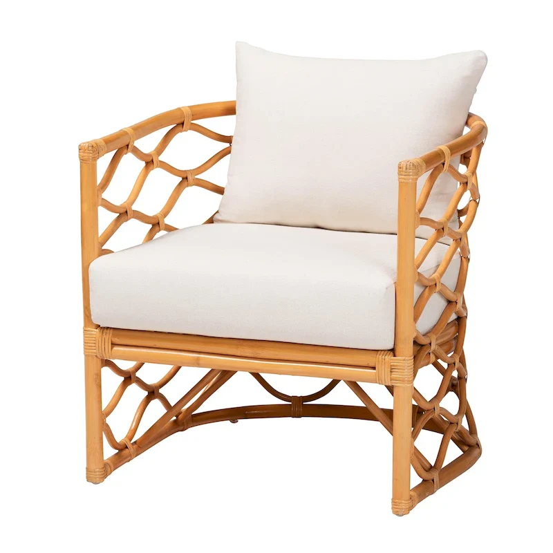 Light Honey Rattan Arm Chair, 1-Seater