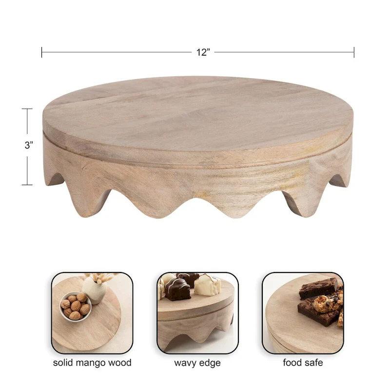 Kate and Laurel Fairlee Wavy Wood Tray - 12x12