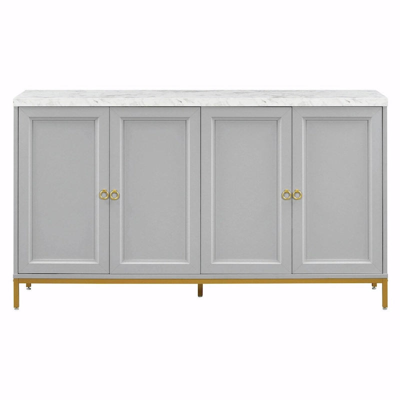 Contemporary Sideboard with Spacious Storage, Metal Handles
