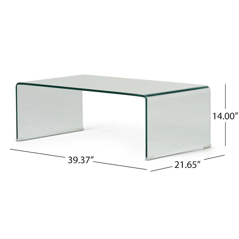 Solid Glass Rectangle Coffee Table - 39.37 D x 21.65 W x 14 H