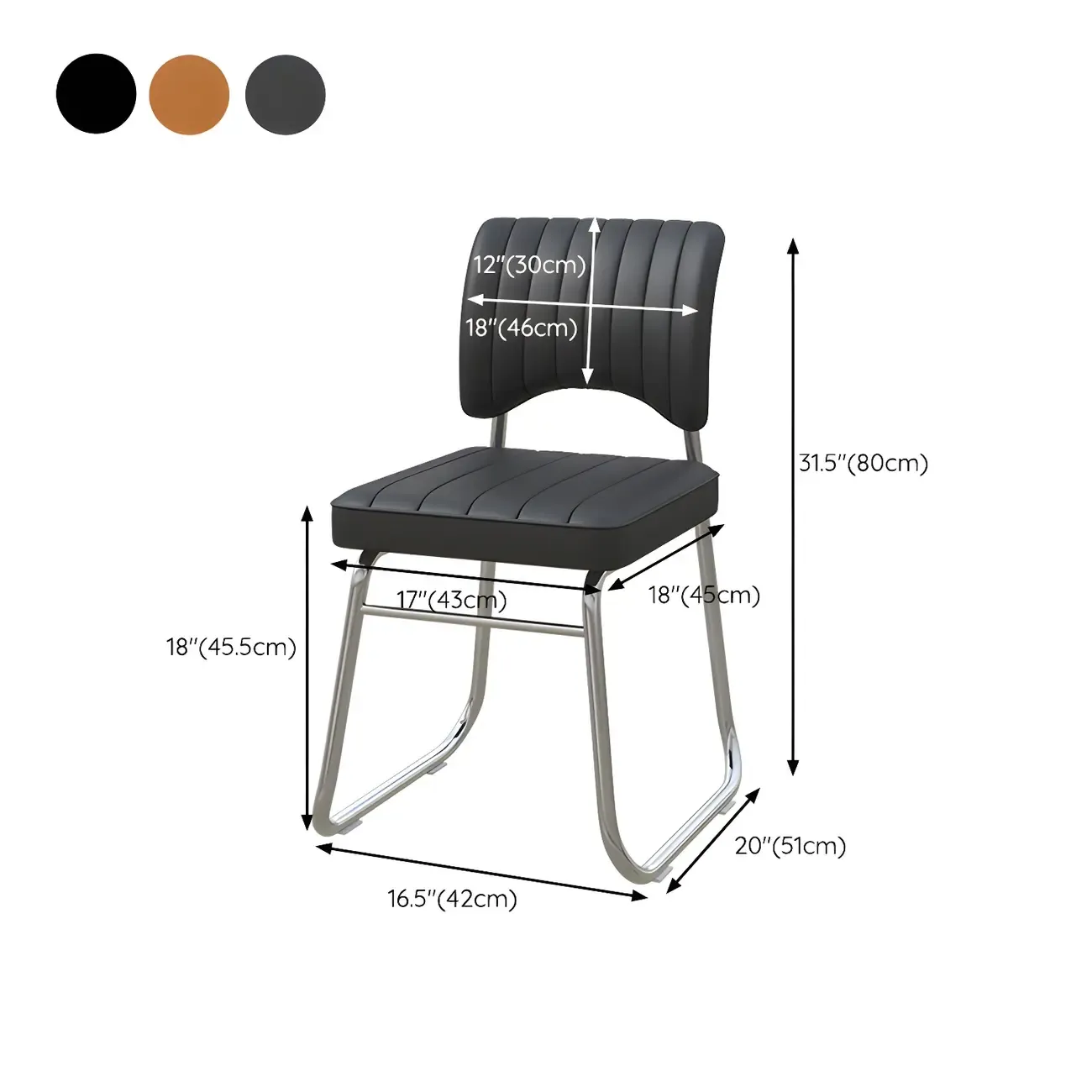 Modern Black Steel Leather Upholstered Office Chair