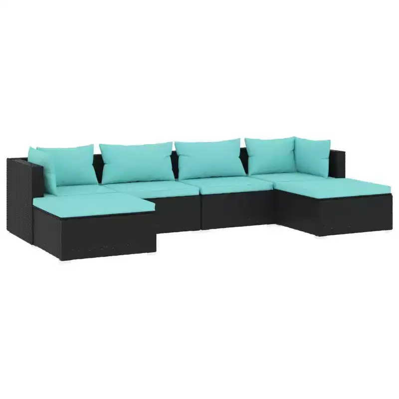vidaXL Patio Lounge Set with Cushions Poly Rattan