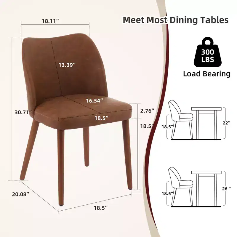 Dining Chairs Set of 2,Modern Flax Kitchen Chairs with Metal Legs,Wing Backrest & Thick Cushions,Leveling Feet for Dining Room, Bedroom,Living Room