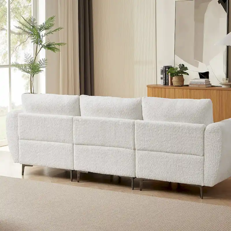Convertible Sectional Sofa Couch, 3 Seat L-Shaped Sofa with Lamb Fabric