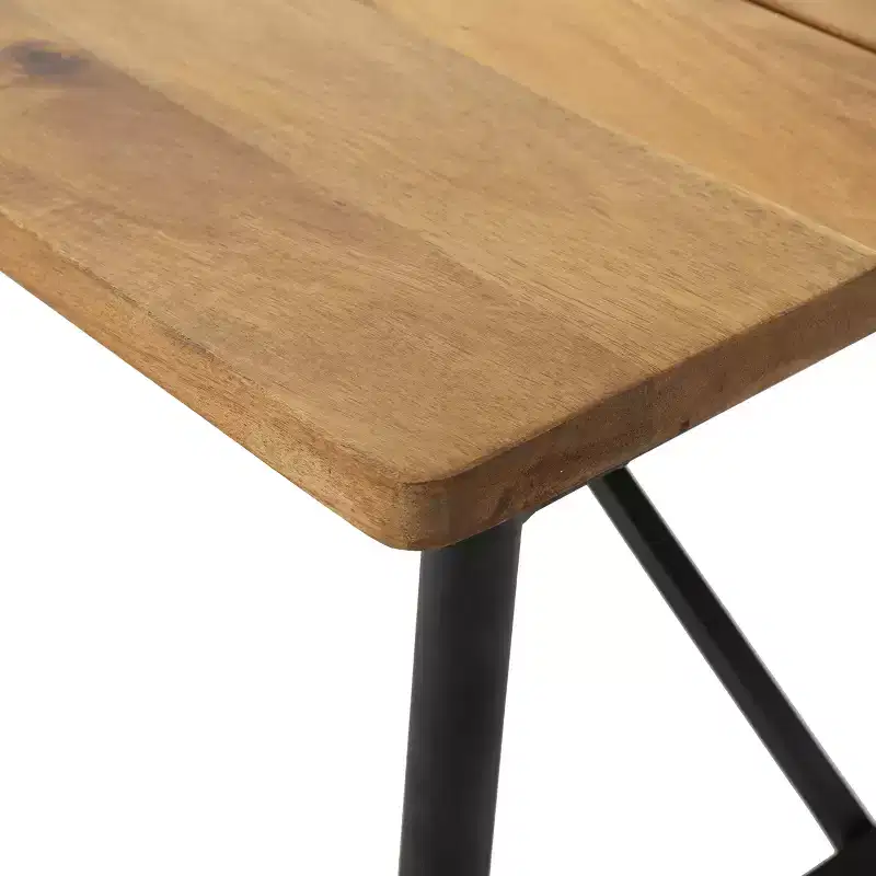 Christopher Knight Home Gabriel Modern Patio Rectangle Acacia Wood and Iron Coffee Table with Angled Tubular Legs
