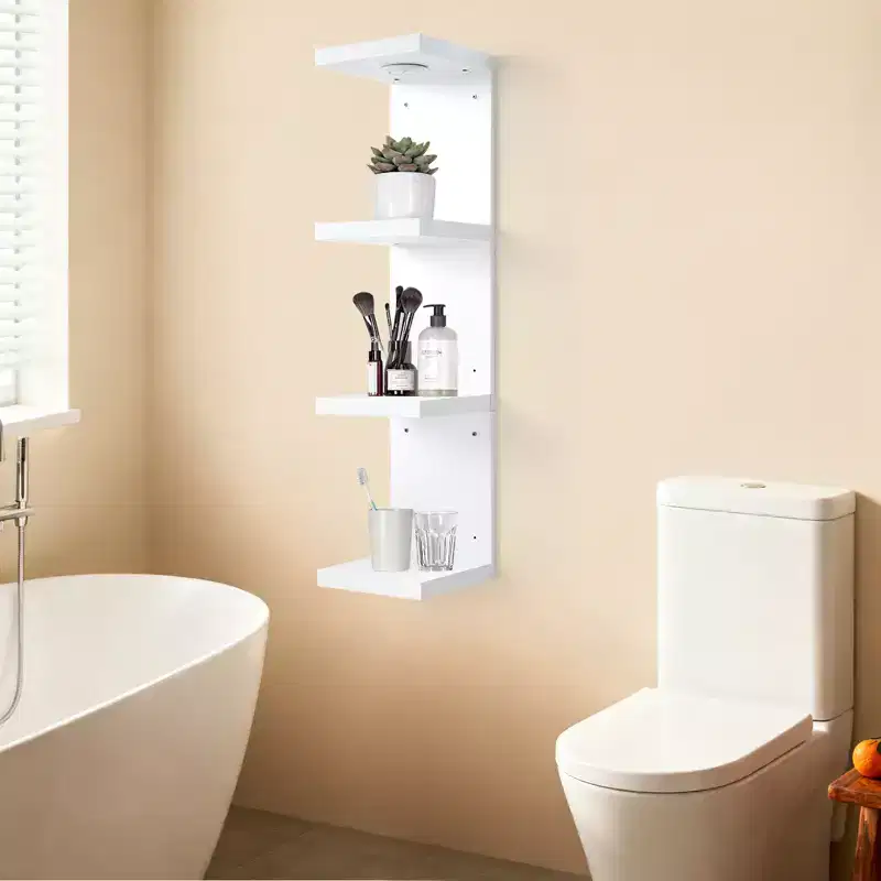 Modern Floating LED Wall Shelf with Remote White Wall Mounted Display Storage Rack for Retail, Living Room,Bedroom  Decorative Shelving Organizer