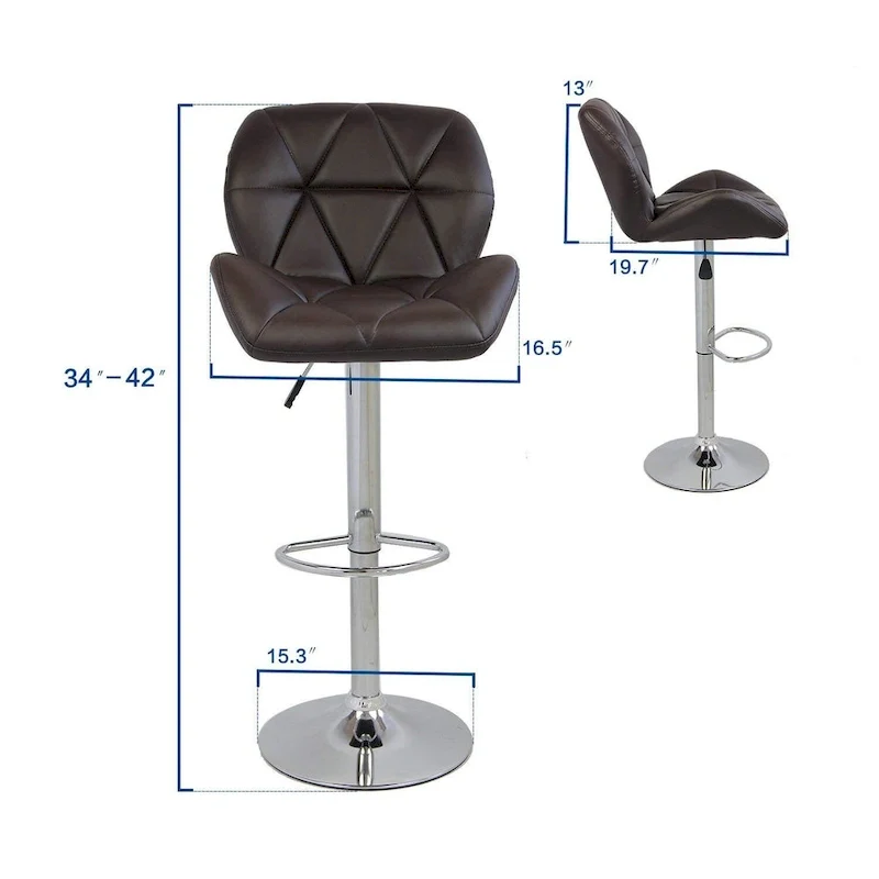 Modern Faux Leather Adjustable Swivel Bar Stools (Set of 2)