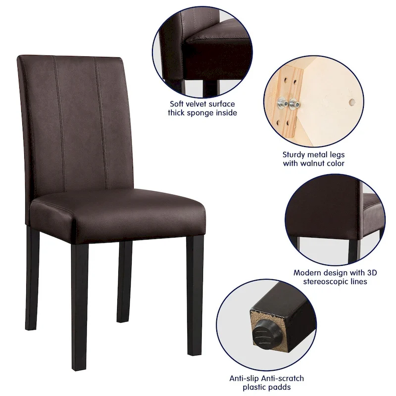 Subrtex(Set of 2)Faux Leather Parsons Upholstered Dining Chair