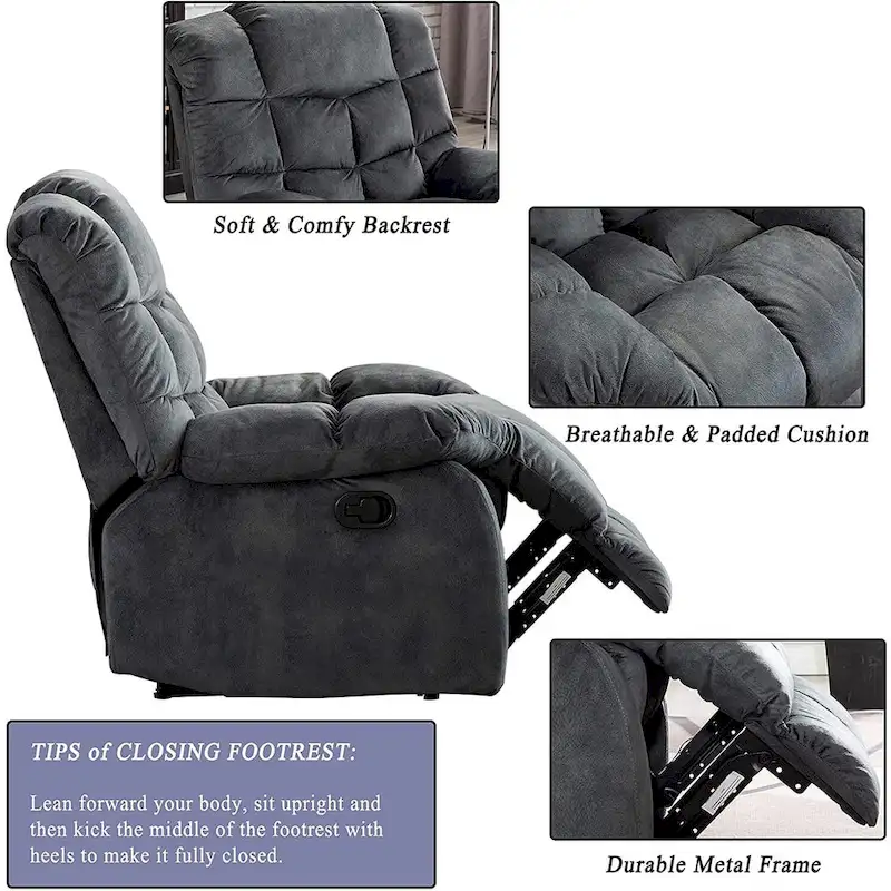 Manual Reclining Fabric Recliner and Single Sofa