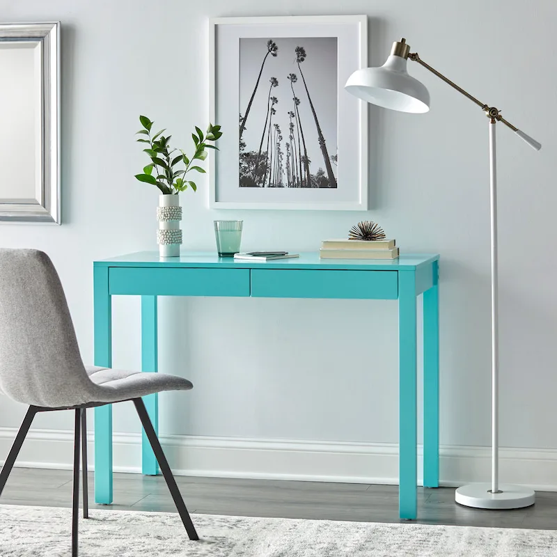 Multi-Color Modern Writing Desk with 2 Drawers, Single-Person
