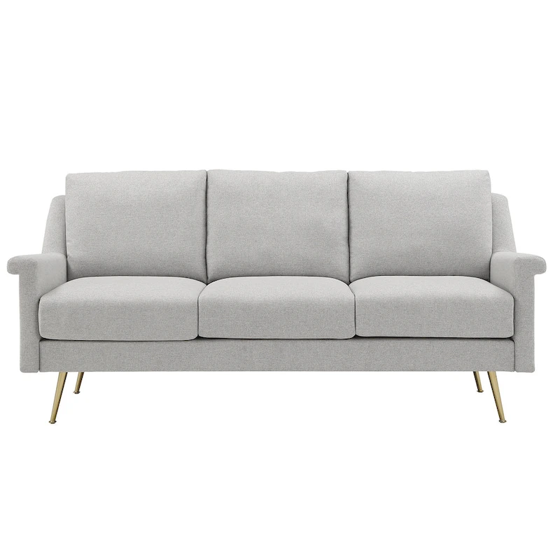 Cade Grey Fabric Sofa with Gold Metal Legs by iNSPIRE Q Modern
