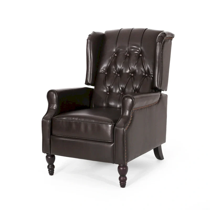 Brown Bonded Leather Recliner Club Chair