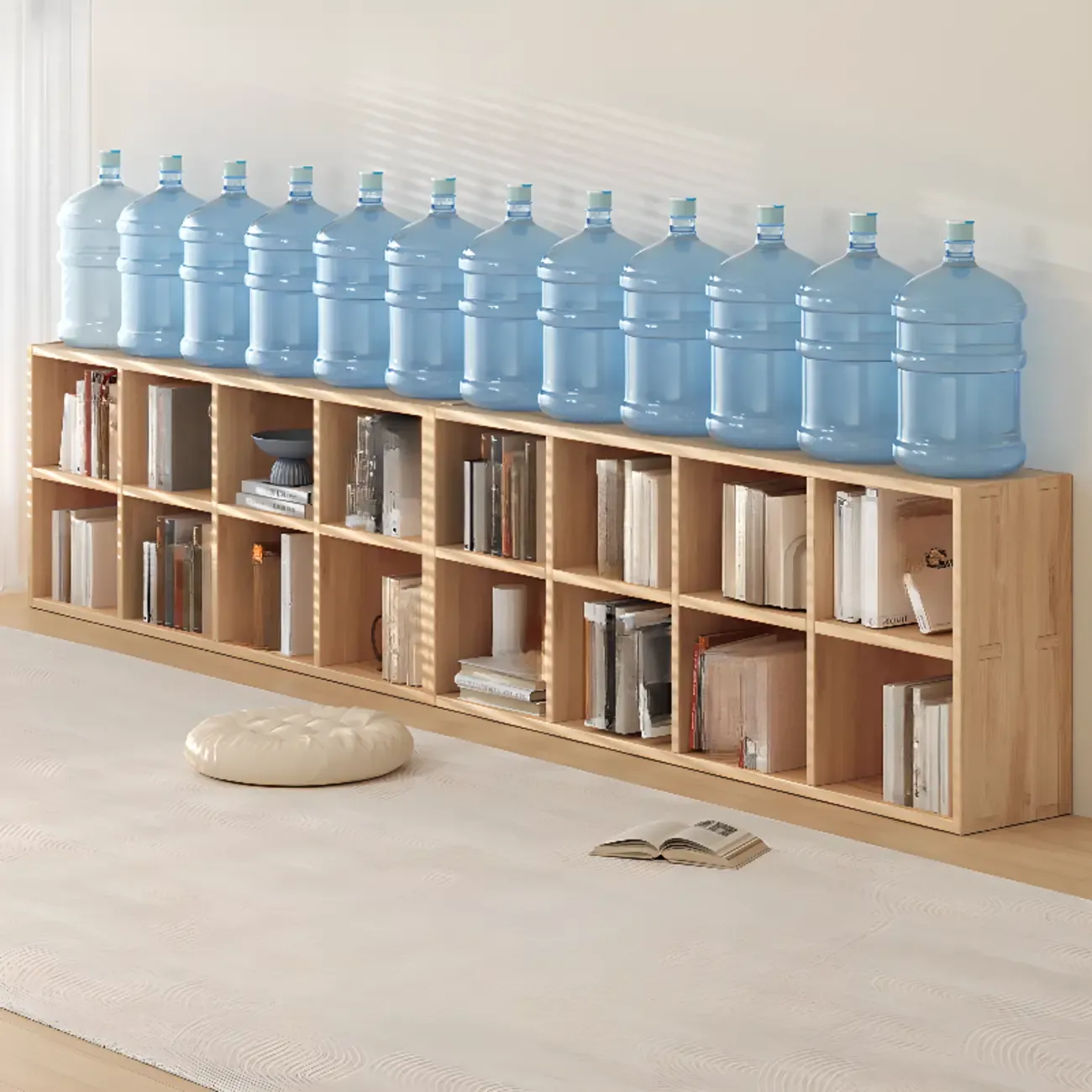 Modern Modular Rectangular Lateral Pine Wood Bookcase