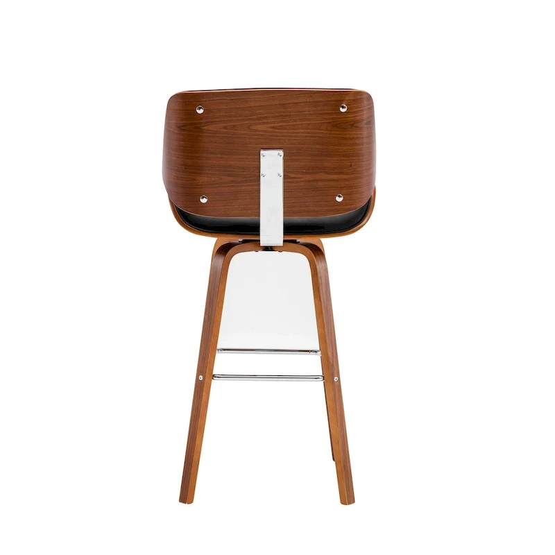 Swivel Counter Stool with PU Leather Seat and Wooden Legs